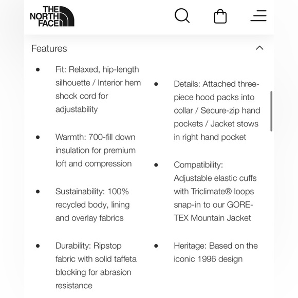 NWOT The North Face Women’s 1996 Nuptse Jacket - Picture 13 of 13